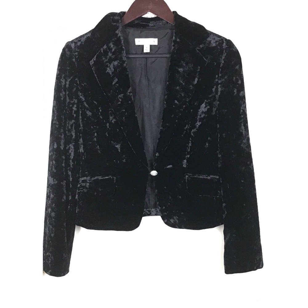 White House Black Market Black Velvet Jacket 6